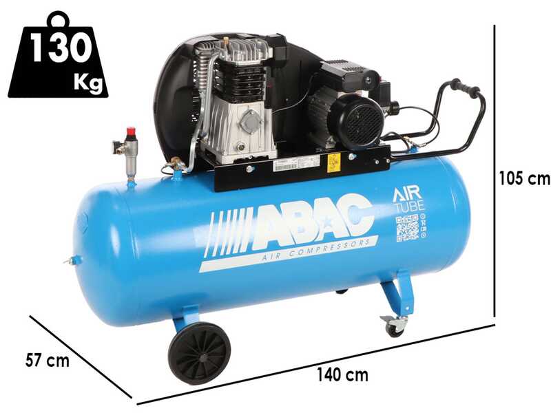 OUTLET - SENZA IMBALLO ORIGINALE - ABAC EXP A49B 200 CM3 - Compressore aria elettrico monofase a cinghia - Motore 3 HP &ndash; 200 lt