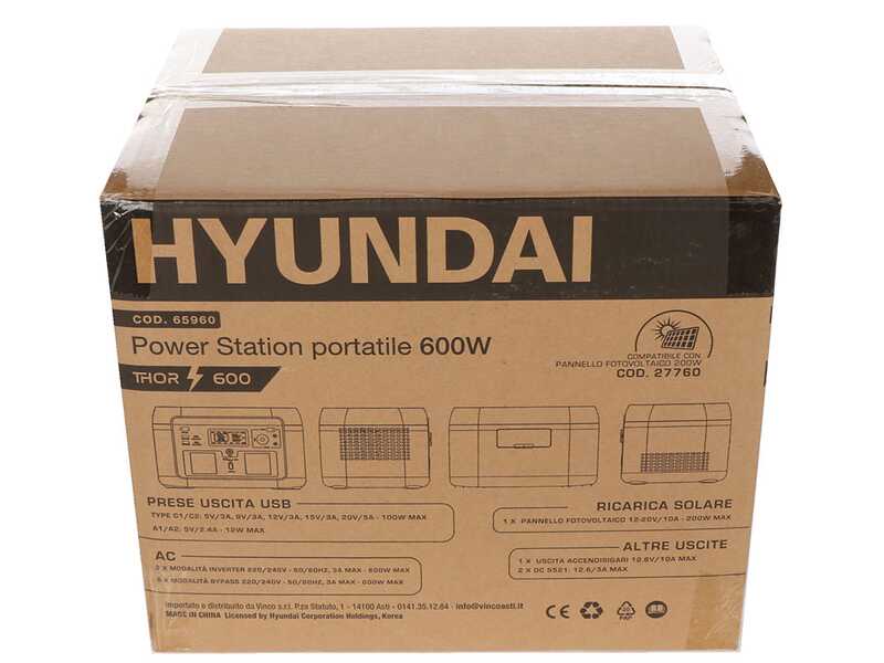 Hyundai Thor 600 - Batteria PowerStation Portatile - 600W - 512 Wh