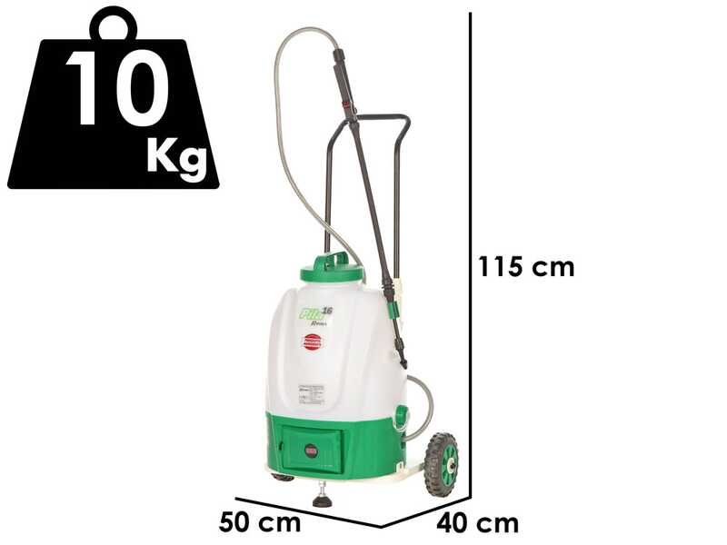 Ribimex Pila 16 - Pompa irroratrice carrellata a batteria - 16 litri - 20V - 2Ah
