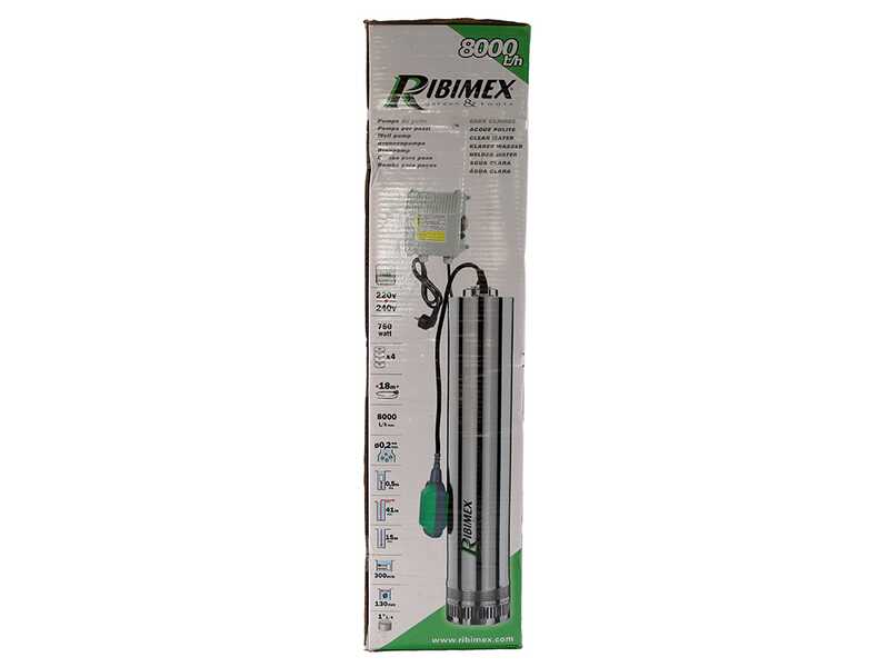 Ribimex PRPVC1102/65F - Pompa sommersa per pozzi - 1100W - Acque chiare