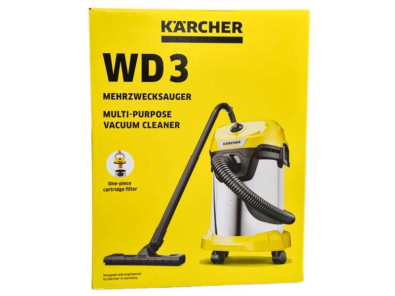 Karcher WD 3 S V-19/4/20 - Bidone Aspiratutto - Fusto in acciaio INOX - 19 litri