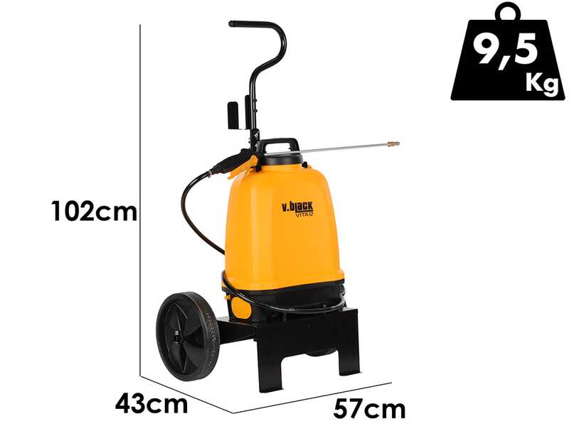 Volpi V-BLACK VITA 12 - Pompa irroratrice elettrica a batteria a spalla con trolley - Con tubo da 2m