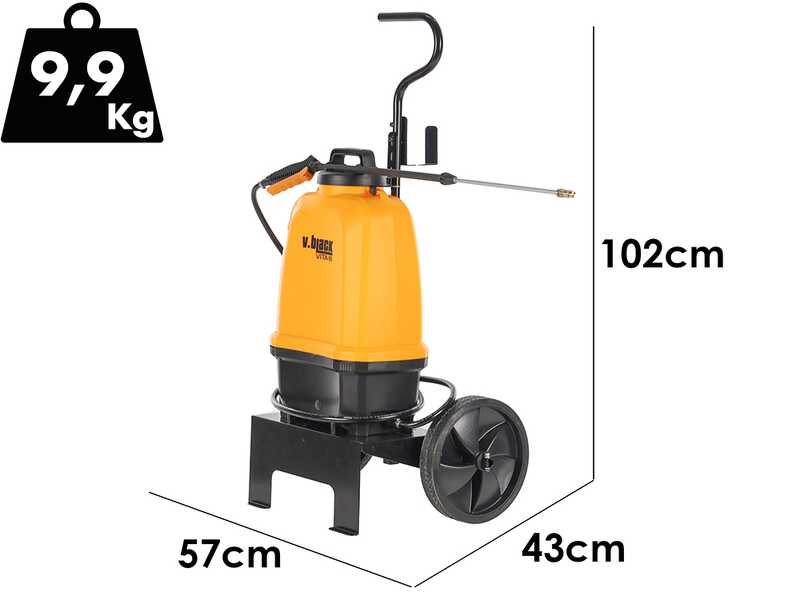 Volpi V-BLACK VITA 16 - Pompa irroratrice elettrica a batteria a spalla con trolley - Con tubo da 2m
