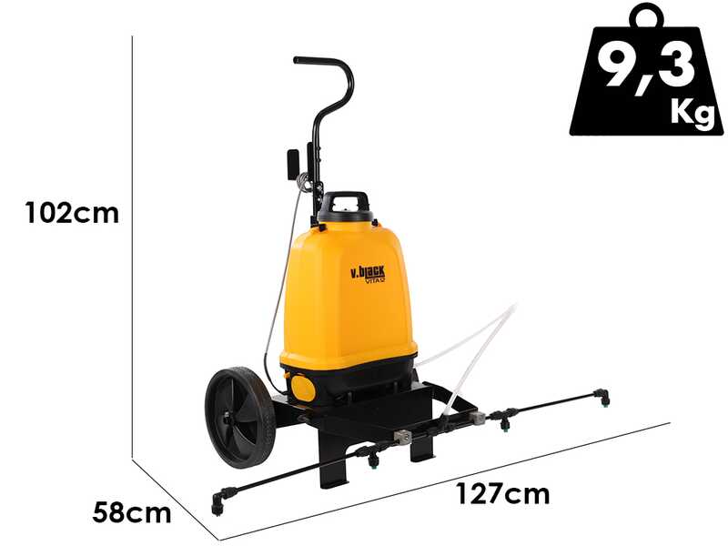 Volpi V-BLACK VITA 12 - Pompa irroratrice elettrica a batteria a spalla con trolley - Con barra irroratrice