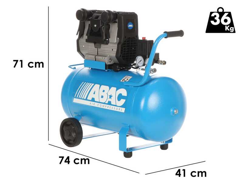 ABAC MONTECARLO QUIETE OS20 - Compressore aria elettrico monofase silenziato - Oil-less - 2 HP - 50 lt