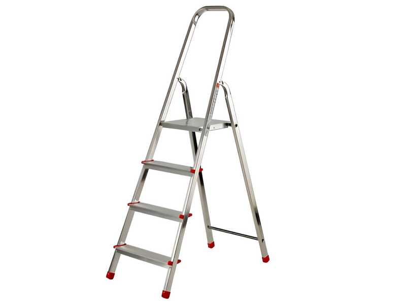 Gierre Scalamia AL140 , 4 gradini, 1.41mt - Scalandrino in alluminio con cavalletto