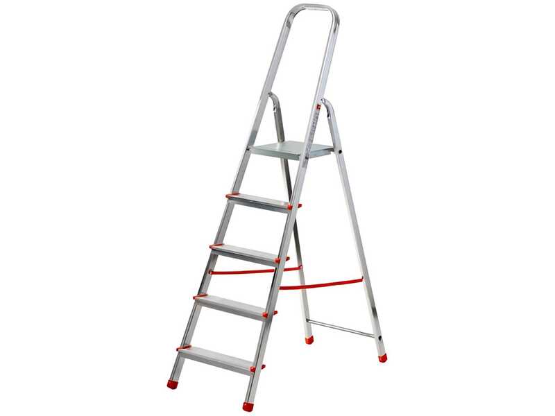 Gierre Scalamia AL150 , 5 gradini, 1.63mt - Scalandrino in alluminio con cavalletto