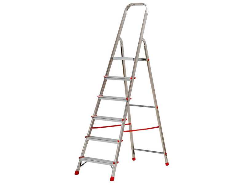 Gierre Scalamia AL160 , 6 gradini, 1.84mt - Scalandrino in alluminio con cavalletto