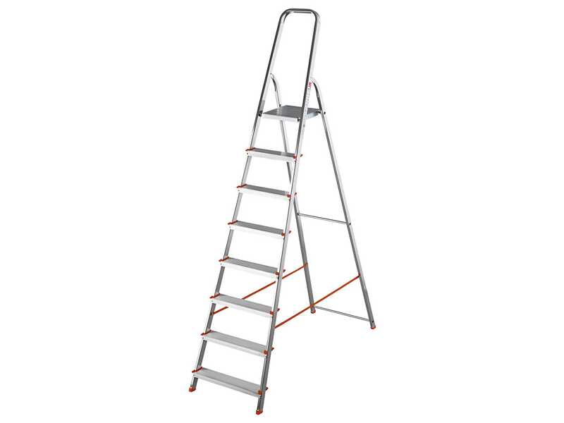 Gierre Scalamia AL180 , 8 gradini, 2.27mt - Scalandrino in alluminio con cavalletto