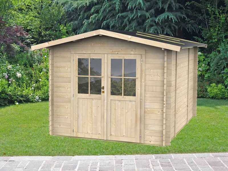 Alce Opera 254x276 - Casetta da giardino in legno - Con finestre e porta a doppia anta - 254x276x218 cm