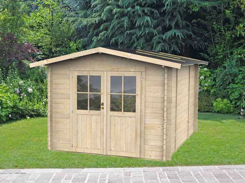 Alce Opera 300x250 - Casetta da giardino in legno - Con finestre e porta a doppia anta - 300x250x219 cm