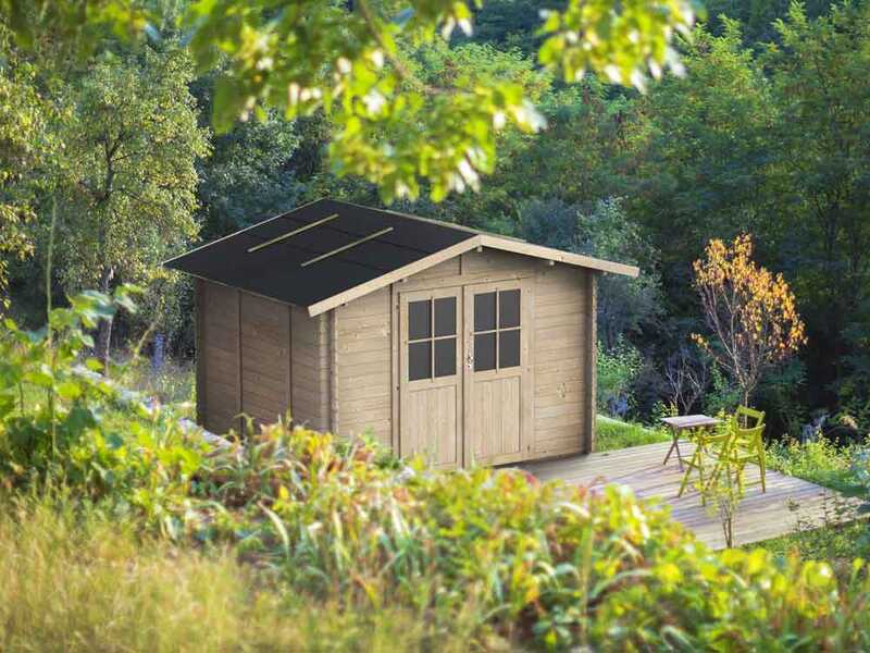 Alce Opera 215x250 - Casetta da giardino in legno - Con finestre e porta a doppia anta - 215x250x207 cm