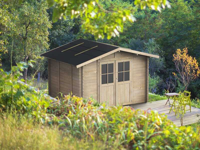 Alce Opera 215x180 - Casetta da giardino in legno - Con finestre e porta a doppia anta - 215x180x207 cm