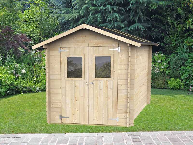 Alce Roby 198x198 - Casetta da giardino in legno - Con finestre e porta a doppia anta - 198x198x215 cm