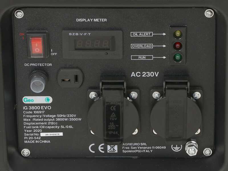 OUTLET - PICCOLI DIFETTI ESTETICI - GeoTech iG 3800 EVO - Generatore di corrente carrellato inverter a benzina 3.8 kW - Continua 3.5 kW Monofase
