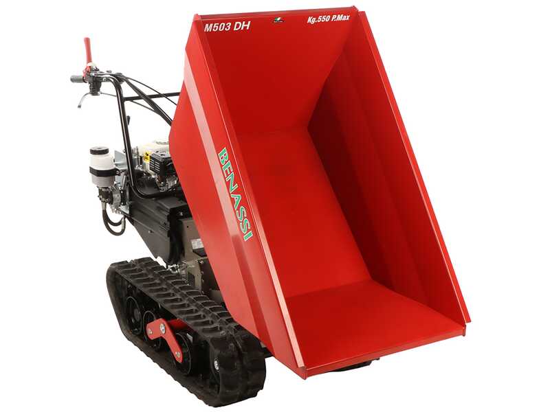 Benassi M503DH - Motocarriola cingolata - Cassone dumper idraulico - Portata 550Kg