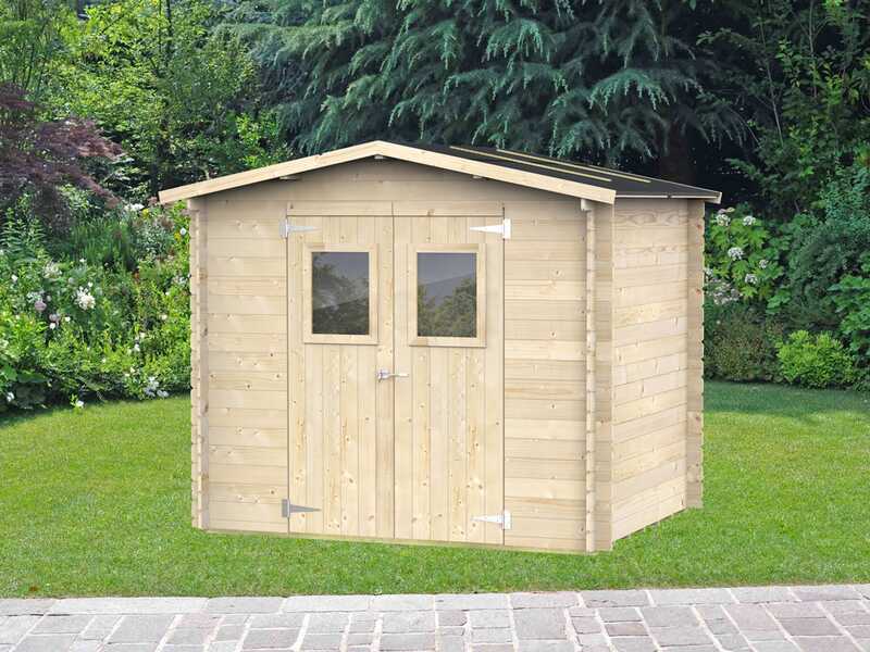 Alce Hobby 248x198 - Casetta da giardino in legno - Con finestre e porta a doppia anta - 248x198x217 cm