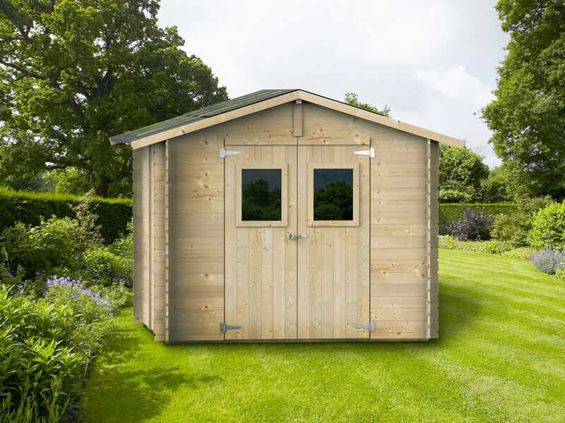 Alce Hobby 248x248 - Casetta da giardino in legno - Con finestre e porta a doppia anta - 248x248x217 cm