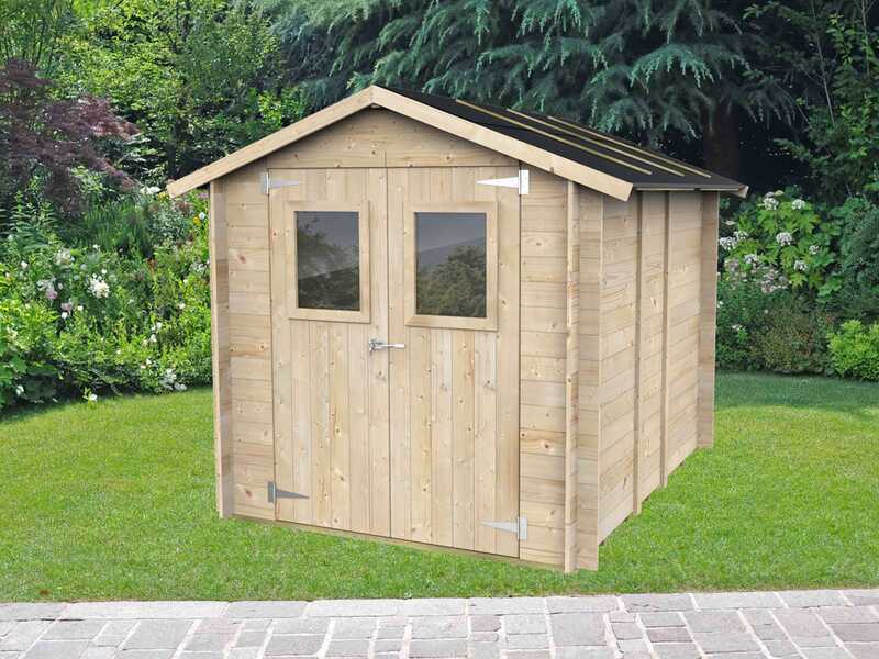 Alce Hobby 198x248 - Casetta da giardino in legno - Con finestre e porta a doppia anta - 198x248x215 cm