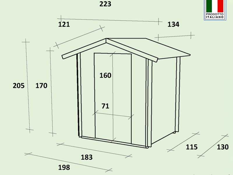 Alce Livia 198x130 larice - Casetta da giardino in legno - Con finestra frontale - 198x130x205 cm