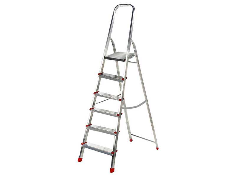 Scalandrino in alluminio con cavalletto Alice 6, 6 gradini, 1.93 m - Altezza stimata operativa 2.32 m
