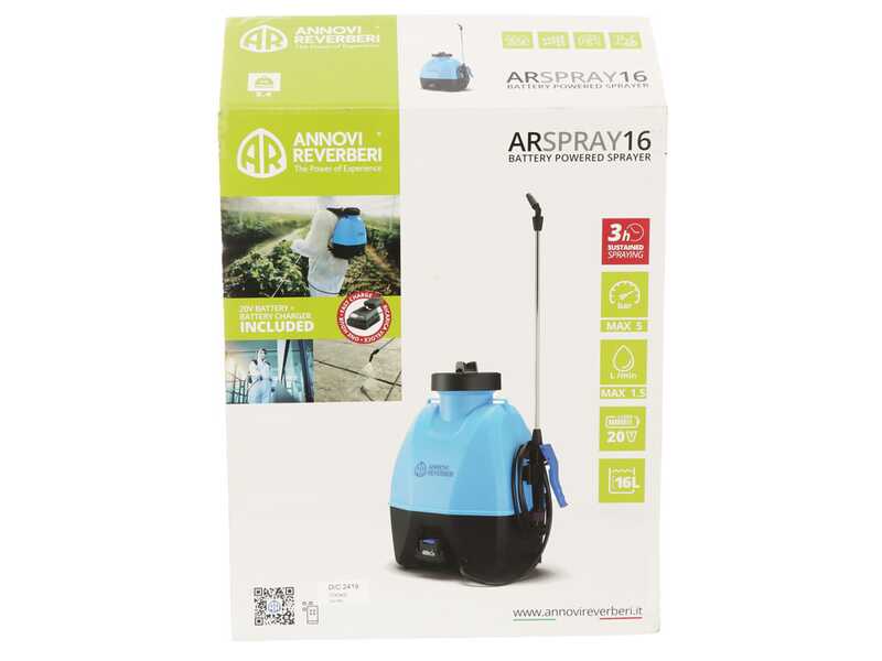 Annovi Reverberi AR Spray 16 - Pompa irroratrice a batteria a spalla - 16 Litri