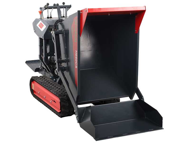 Benassi H660CS - Motocarriola cingolata - Cassone dumper idraulico con pala - Portata 600Kg - Cambio idrostatico