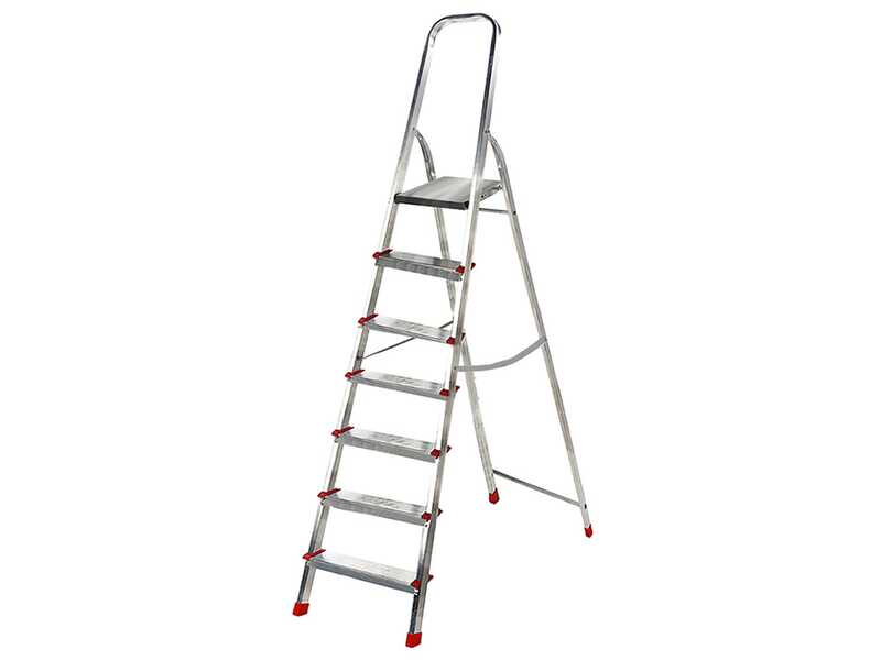 Scalandrino in alluminio con cavalletto Alice 7, 7 gradini,  2.15mt