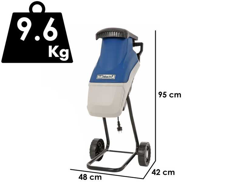 BullMach Tersic 40 - Biotrituratore elettrico - Coltelli reversibili - Cesto di raccolta