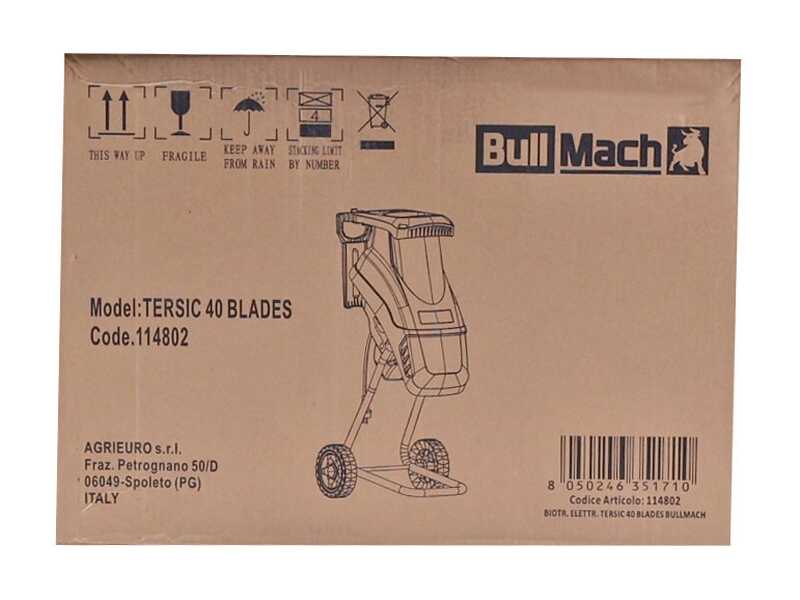 BullMach Tersic 40 - Biotrituratore elettrico - Coltelli reversibili - Cesto di raccolta