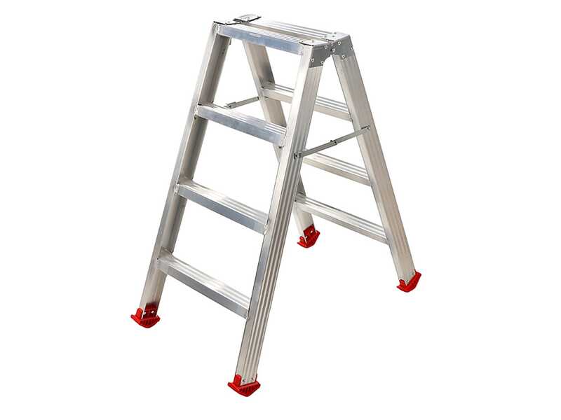 Scala in alluminio doppia 1031, 2x4 gradini, 0.96 m - Altezza stimata operativa 1.96 m