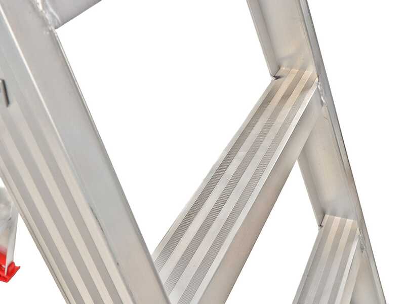 Scala in alluminio doppia 1031, 2x5 gradini, 1.20 m - Altezza stimata operativa 2.20 m
