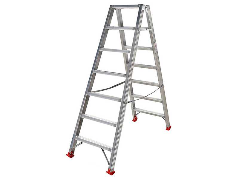 Scala in alluminio doppia 1031, 2x7 gradini, 1.70 m - Altezza stimata operativa - 2.70 m