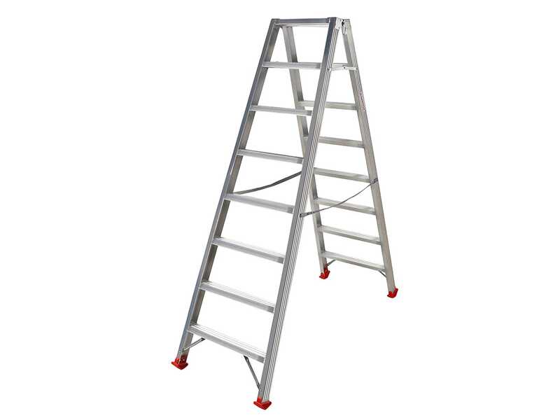 Scala in alluminio doppia 1031, 2x8 gradini, 1.88 m - Altezza stimata operativa 2.88 m