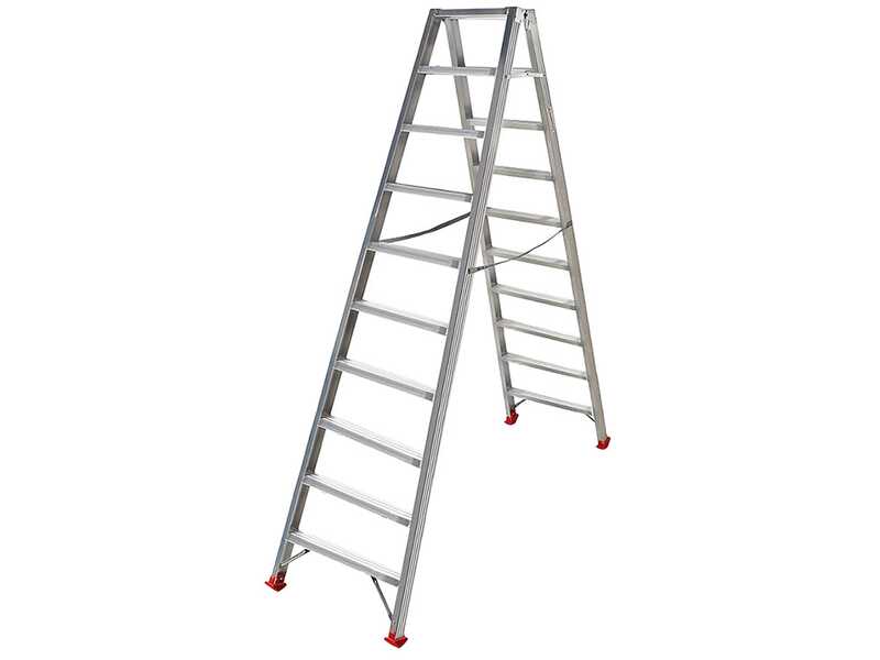 Scala in alluminio doppia 1031, 2x10 gradini, 2.30 m - Altezza stimata operativa 3.30 m
