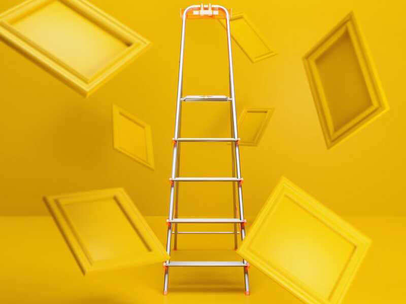 Colombo Attica, 5 gradini, 1.06mt - Scalandrino in alluminio con cavalletto