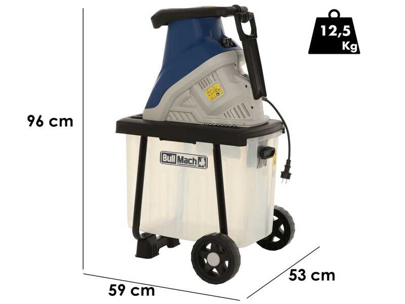 BullMach Tersic 40 L - Biotrituratore elettrico - Con cesto di raccolta