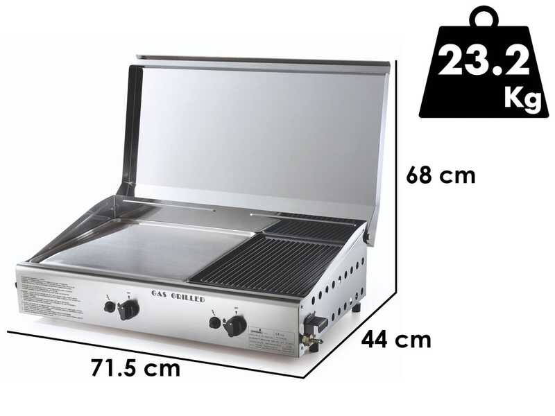 Ompagrill Double 4068/Cover/M - Plancha a gas con coperchio