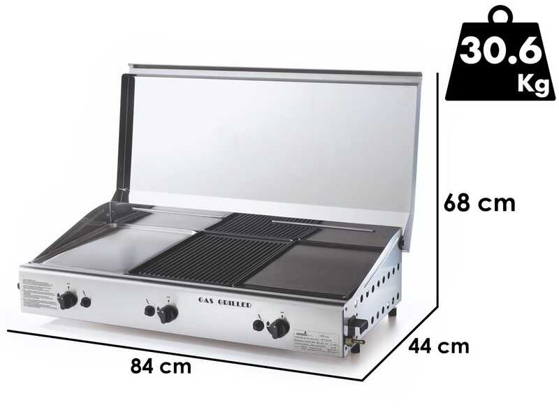 Ompagrill Trio01/Cover/M - Plancha a gas con coperchio