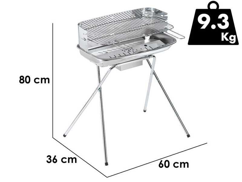 Ompagrill 60-40/XC Inox - Barbecue a carbone