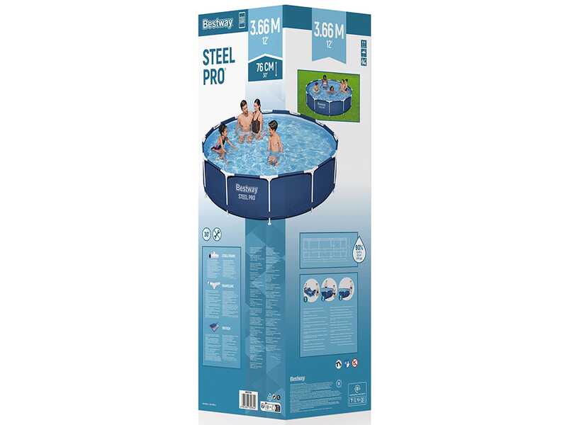 OUTLET - SENZA IMBALLO ORIGINALE - Bestway Steel Pro 56706 - Piscina Rotonda per 5-6 Persone