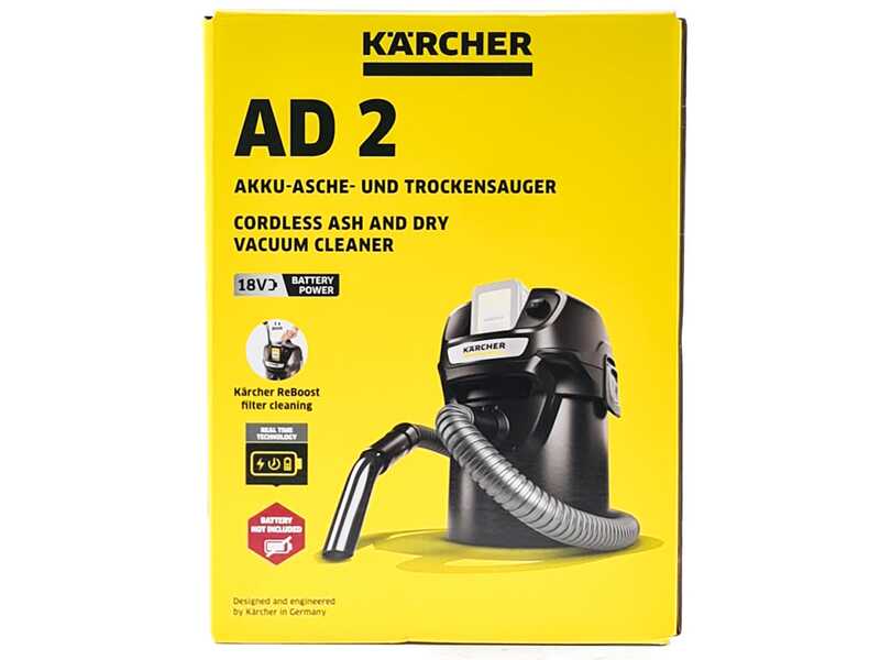 Karcher AD 2 Battery - Aspiracenere a bidone - Vano raccolta in metallo 14 lt - 18V/2,5Ah