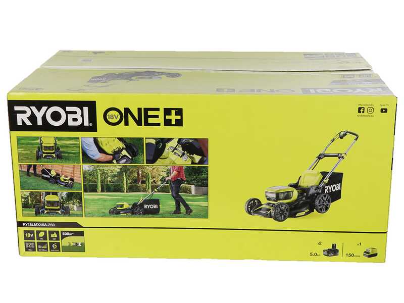 Ryobi RY18LMX46A-250 - Tagliaerba a batteria - 2x 18V/5Ah - Taglio 46 cm