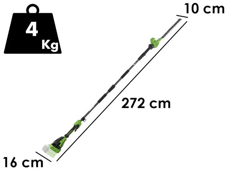 Greenworks PH40B01-01 - Tagliasiepi elettrico su asta di prolunga telescopica orientabile - 40V - SENZA BATTERIA E CARICABATTERIA