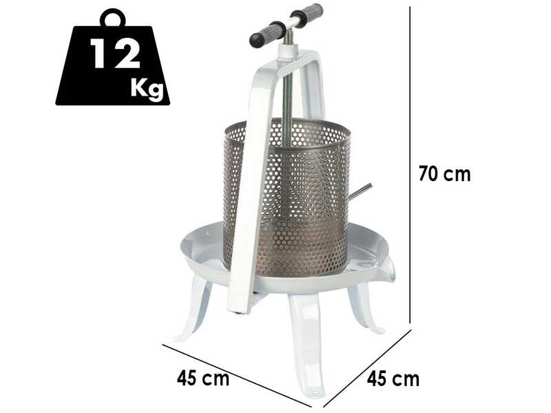 Enotecnica Pillan - Torchio a vite per frutta e verdura 9L - Gabbia in INOX