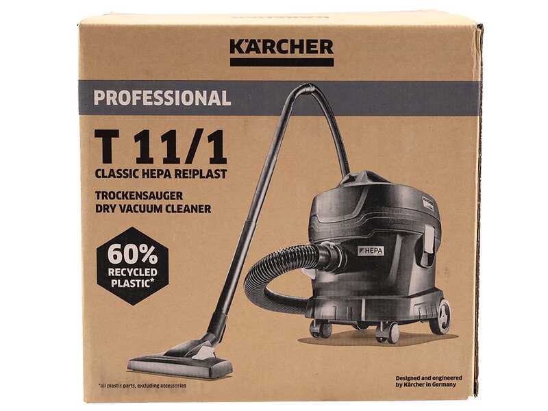 Karcher Pro T 11/1 Classic HEPA Re!Plast - Aspirapolvere professionale ULTRA silenzioso - 850 W