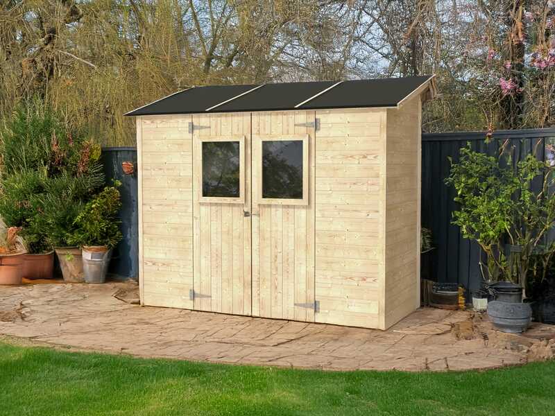 Alce Vaniglia 245x102 - Casetta da giardino in legno - Con finestra frontale - 245x102x222 cm