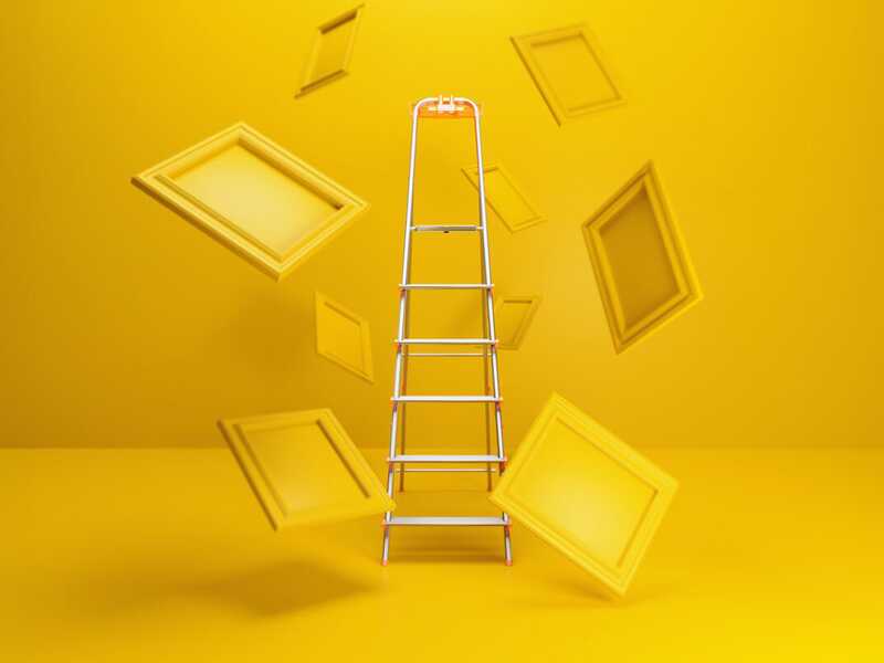 Colombo Attica, 6 gradini, 1.29mt - Scalandrino in alluminio con cavalletto