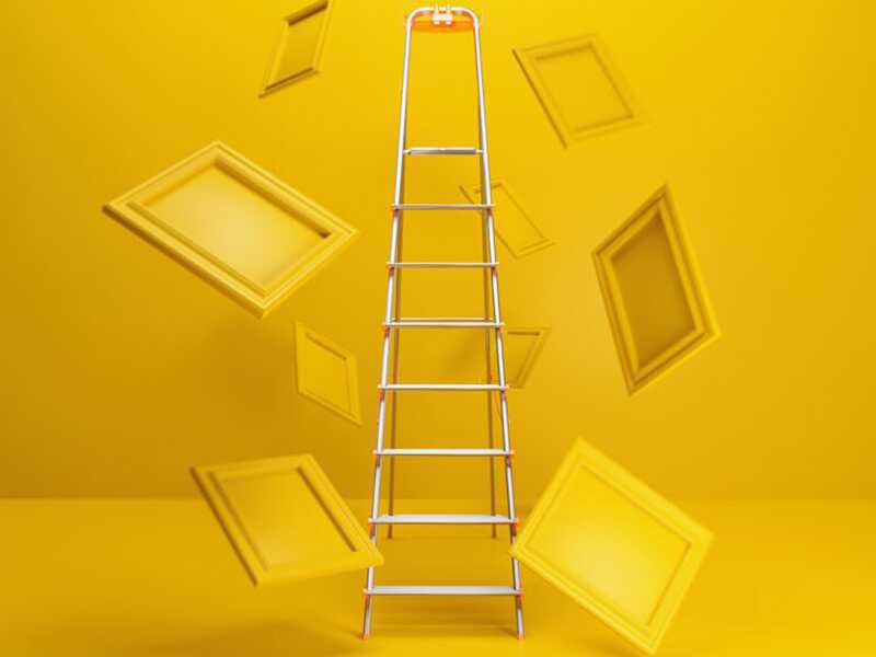 Colombo Attica, 8 gradini, 2.33mt - Scalandrino in alluminio con cavalletto