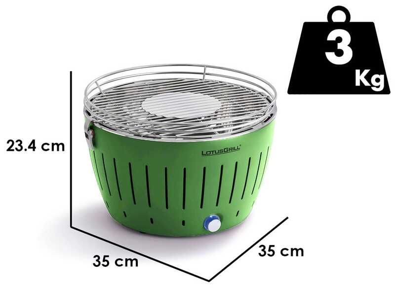 LotusGrill LG G34 U GR - Barbecue portatile per esterno - Scocca verde